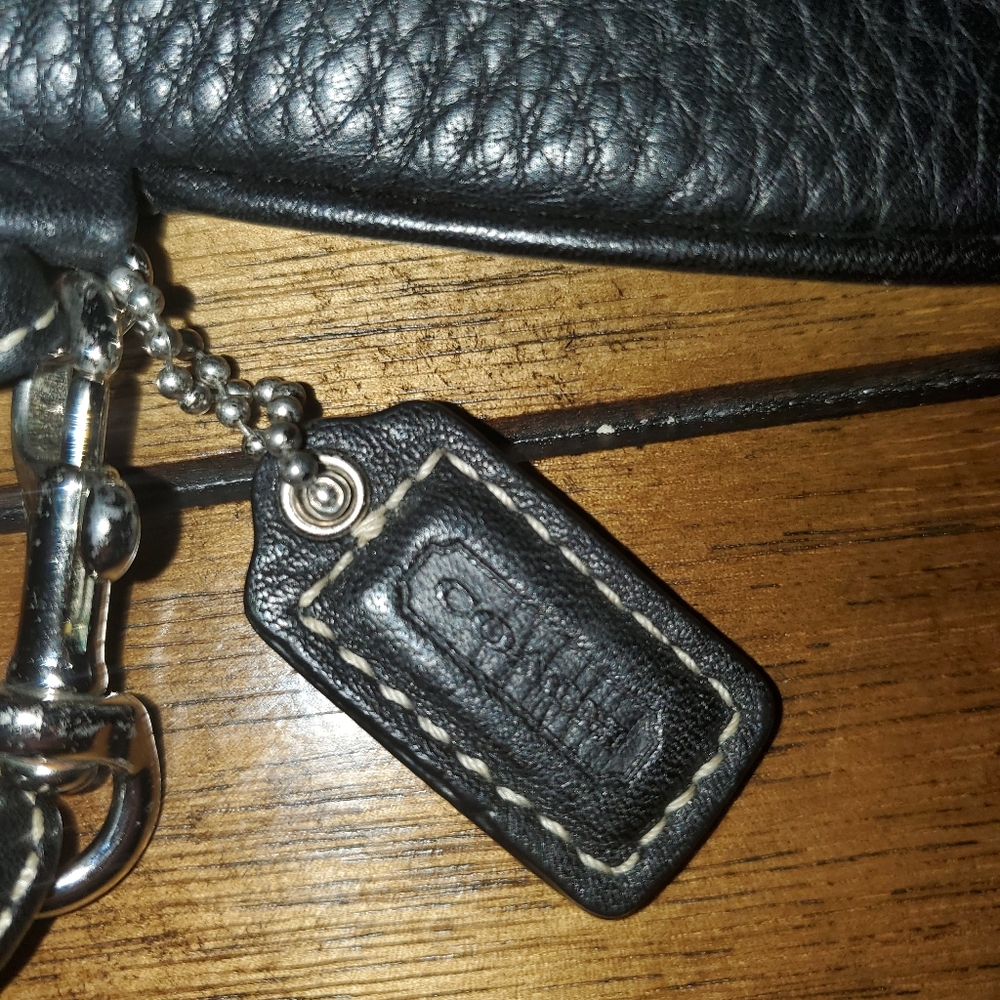 Black Coach Pebble Leather Wristlet